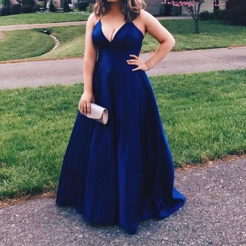 Royal blue satin dress